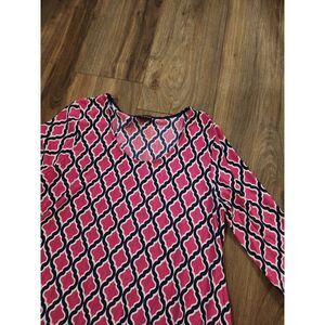 Eva & Quinn Blue and‎ Pink Quarter Sleeve Pocket Dress